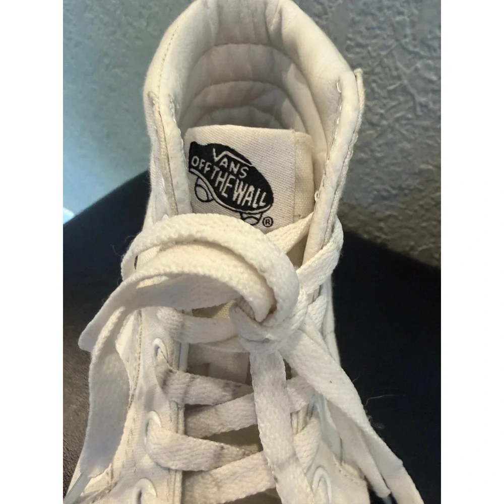 Vans Sk8-Hi High Top Sneakers Mens 7 Womens 8.5 True White Canvas Skate Shoes